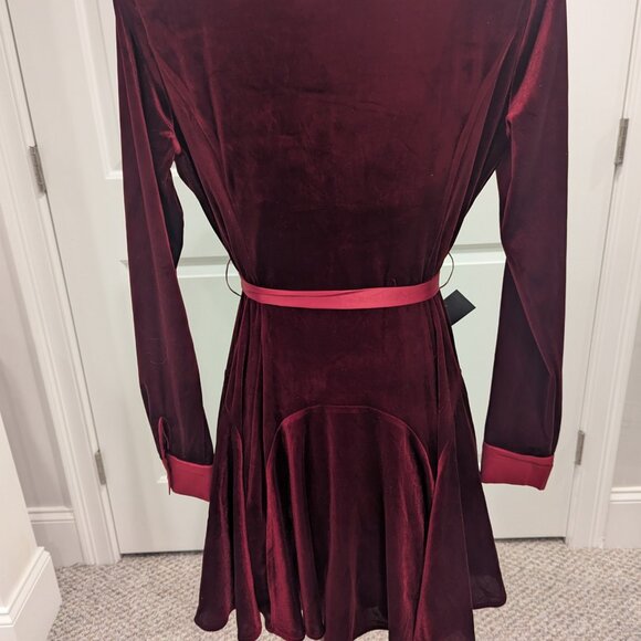 BEBE Rich Burgundy Wine Velvet Dress XS - Picture 5 of 7